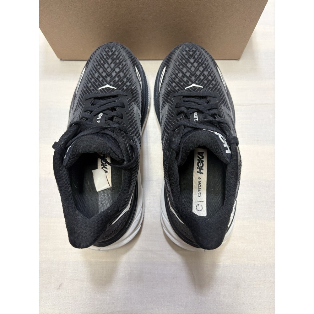Hoka One Clifton 9 Womens Running Shoe Size 6D WIDE 1132211 BWHT Black/White - Picture 6 of 9